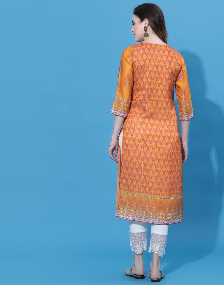 Mustard Printed Kurti | Sudathi