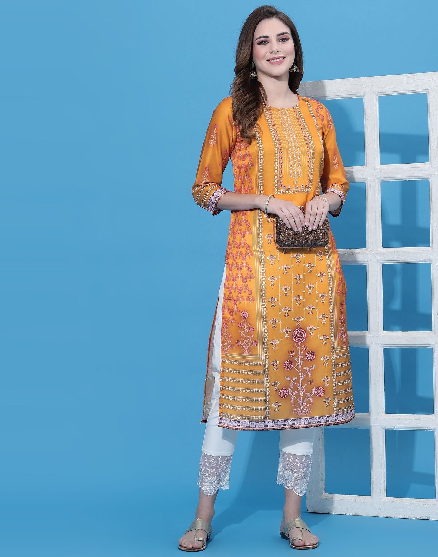 Mustard Printed Kurti | Sudathi