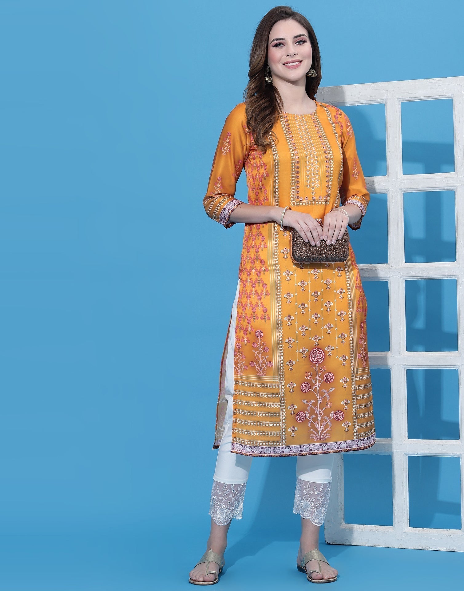 Mustard Printed Kurti | Sudathi