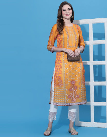 Mustard Printed Kurti | Sudathi
