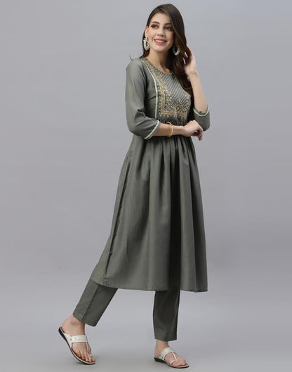 Grey Kurti With Pant Set | Leemboodi