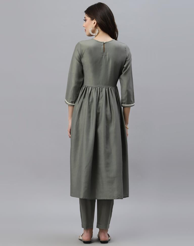 Grey Kurti With Pant Set | Leemboodi