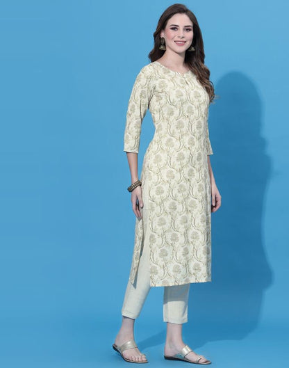 Cream Kurti With Pant Set | Leemboodi