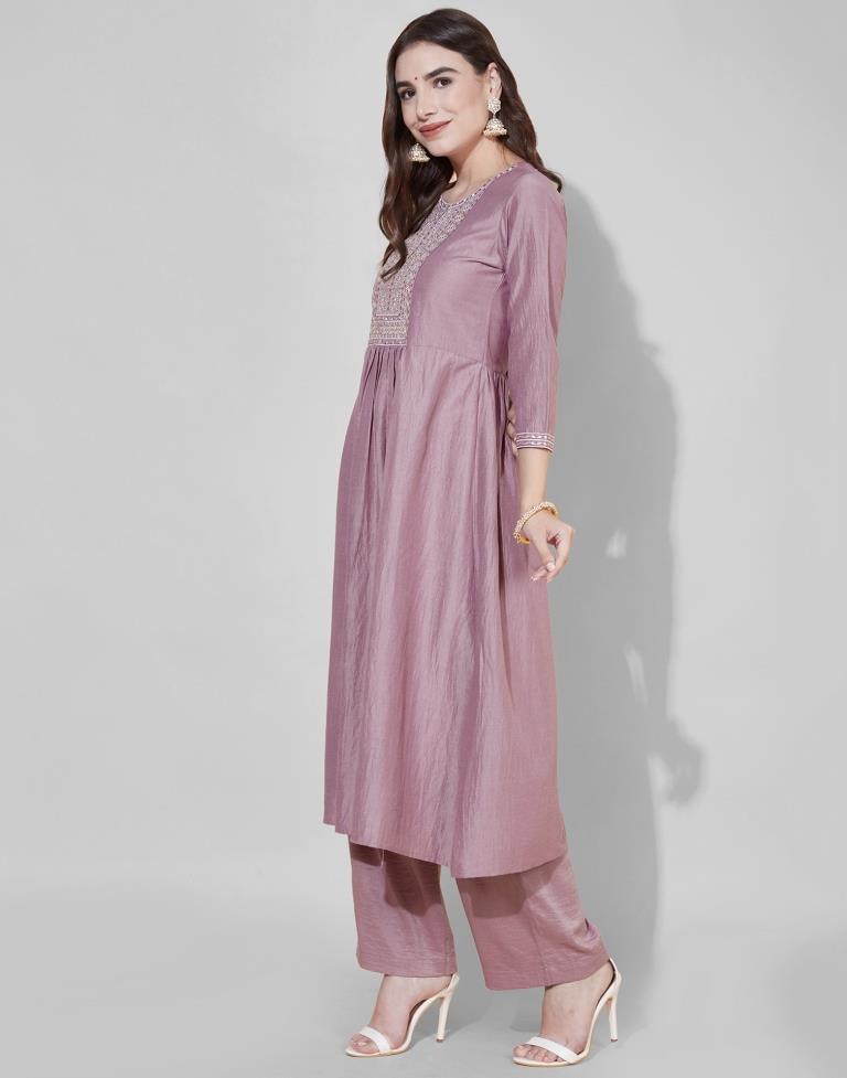 Lilac Kurti With Pant Set | Leemboodi