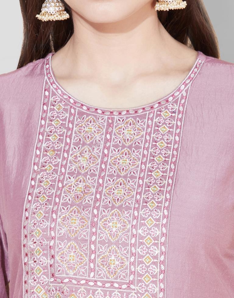 Lilac Kurti With Pant Set | Leemboodi