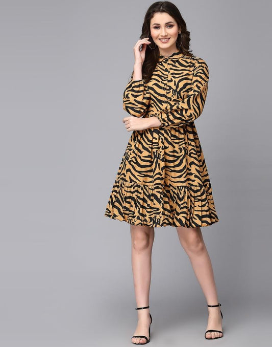 Brown animal printed dress | Sudathi