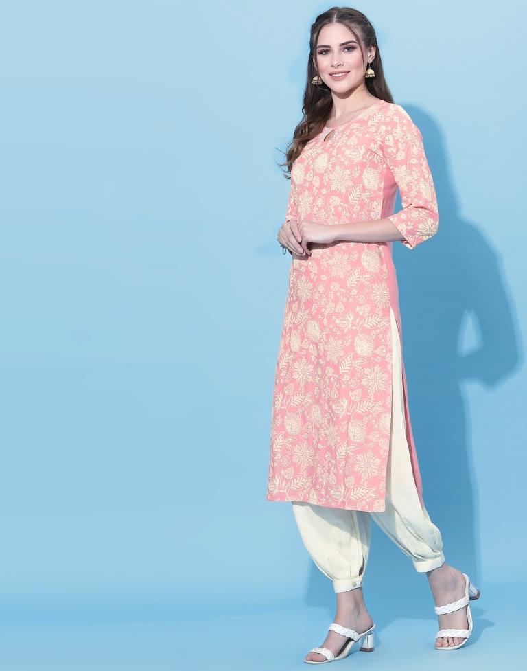 Baby Pink Printed Kurti | Leemboodi