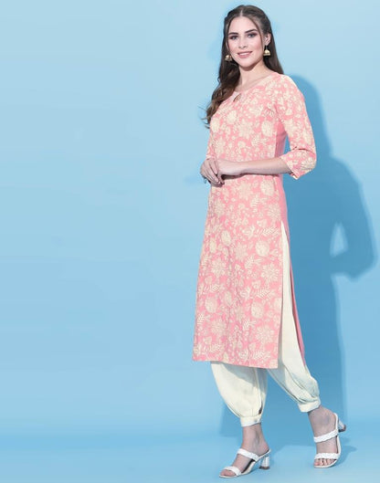 Baby Pink Printed Kurti | Leemboodi