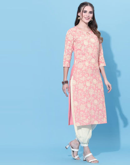 Baby Pink Printed Kurti | Leemboodi