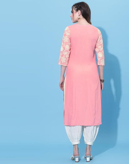 Baby Pink Printed Kurti | Leemboodi