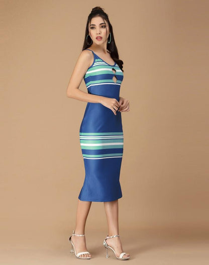 Blue Cut Out Dress Bodycon | Leemboodi