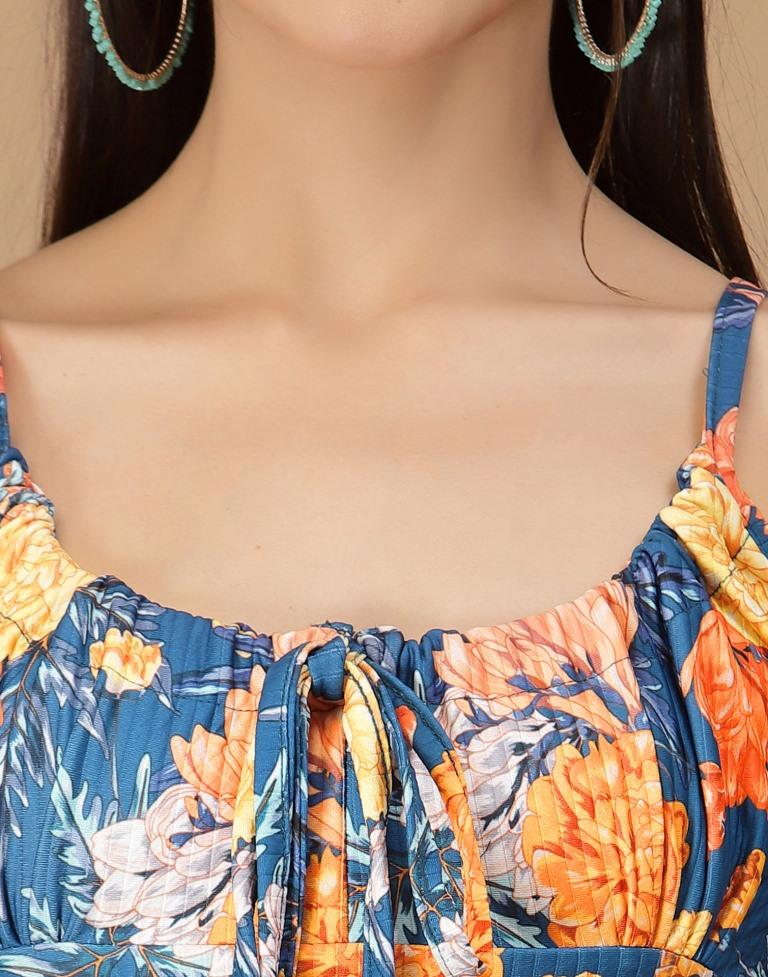 Blue Tie Up Neck Bodycon | Leemboodi