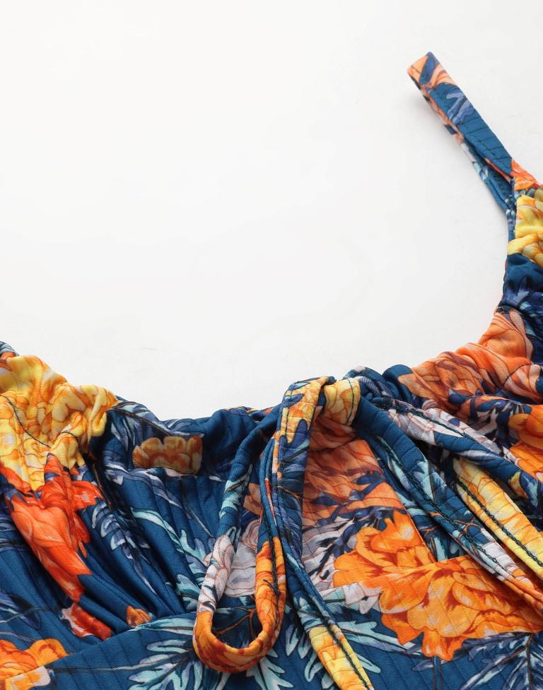 Blue Tie Up Neck Bodycon | Leemboodi