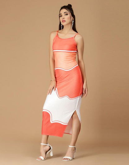 Orange Slit Bodycon | Sudathi