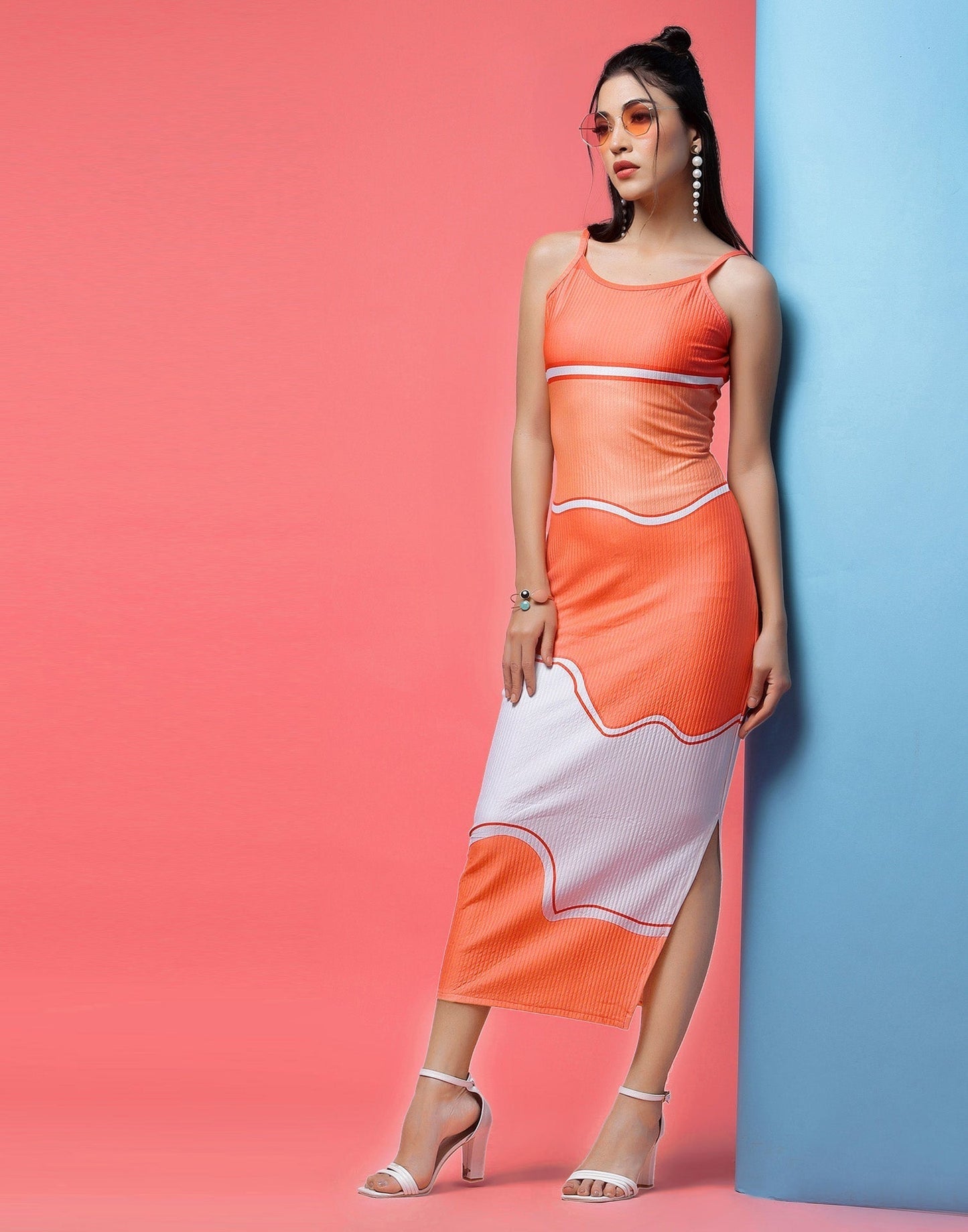 Orange Slit Bodycon | Sudathi