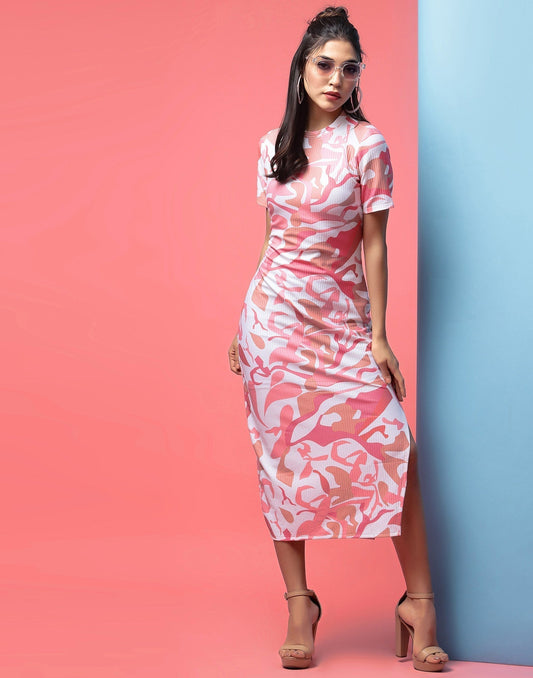 Light Pink Mock Neck Bodycon | Leemboodi