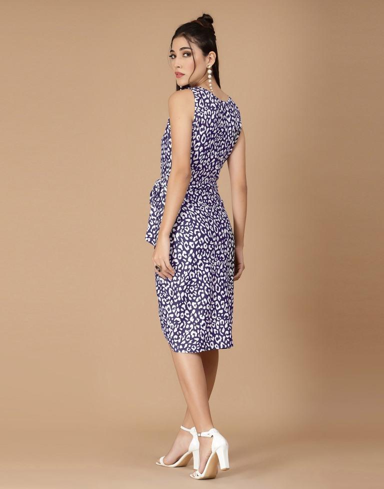 Navy Blue Slit Knot Bodycon | Leemboodi