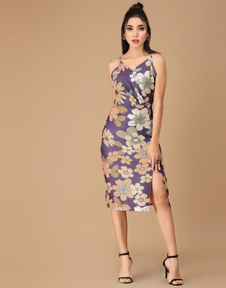 Purple Wrap Slit Bodycon | Leemboodi