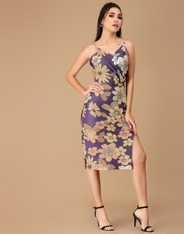 Purple Wrap Slit Bodycon | Leemboodi