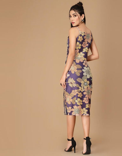 Purple Wrap Slit Bodycon | Leemboodi