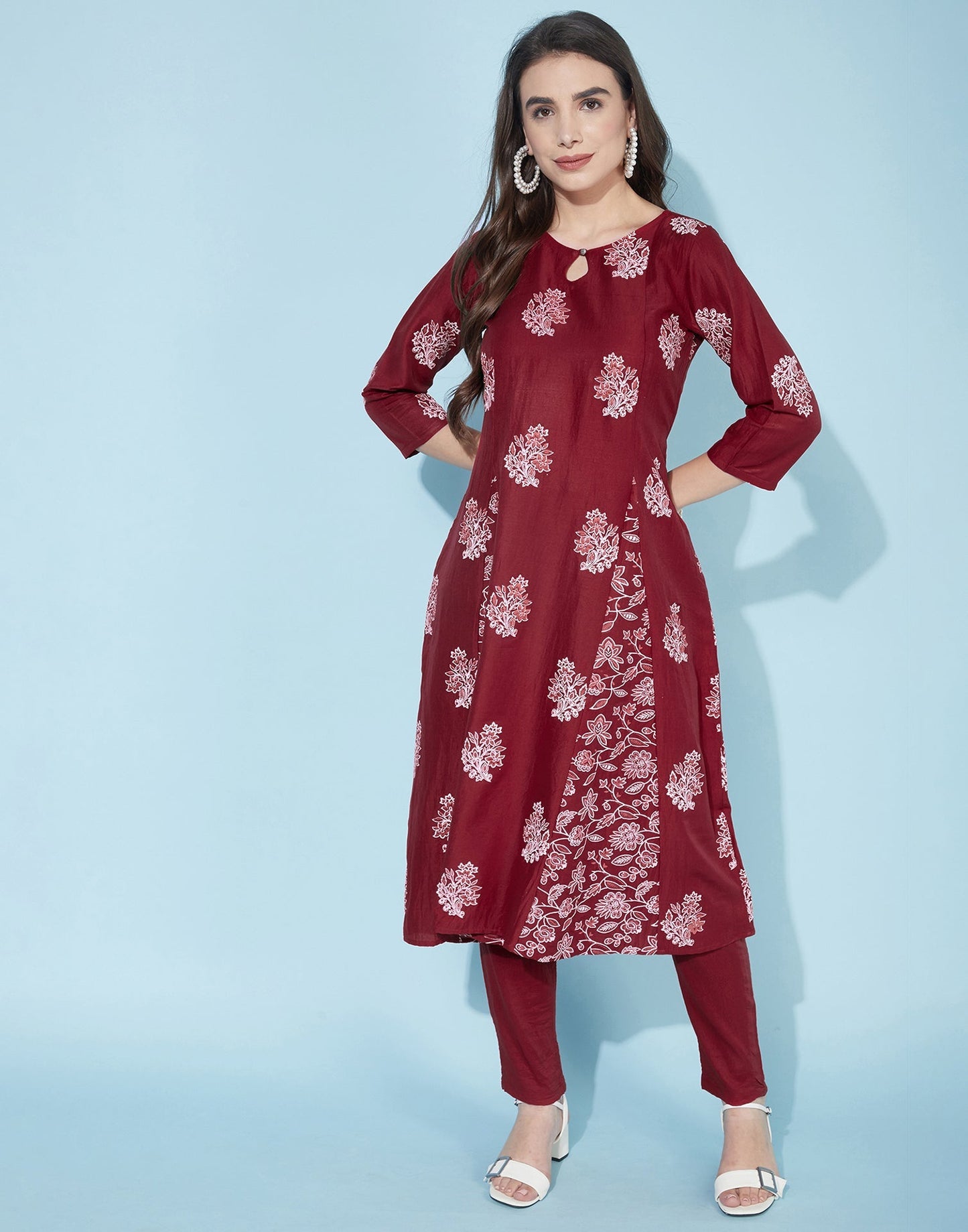 Maroon Bachha Kali kurta With Pant Set | Leemboodi