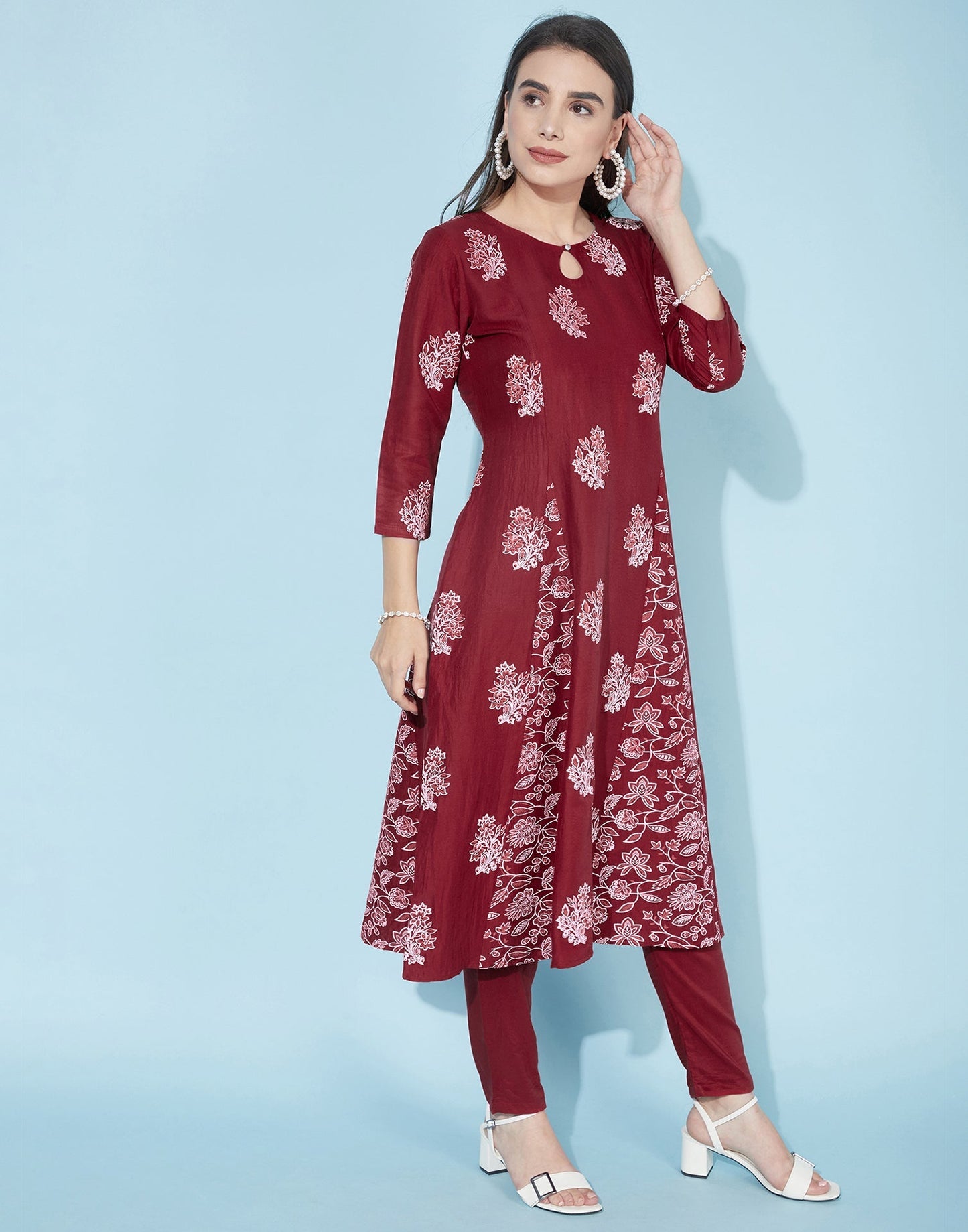 Maroon Bachha Kali kurta With Pant Set | Leemboodi
