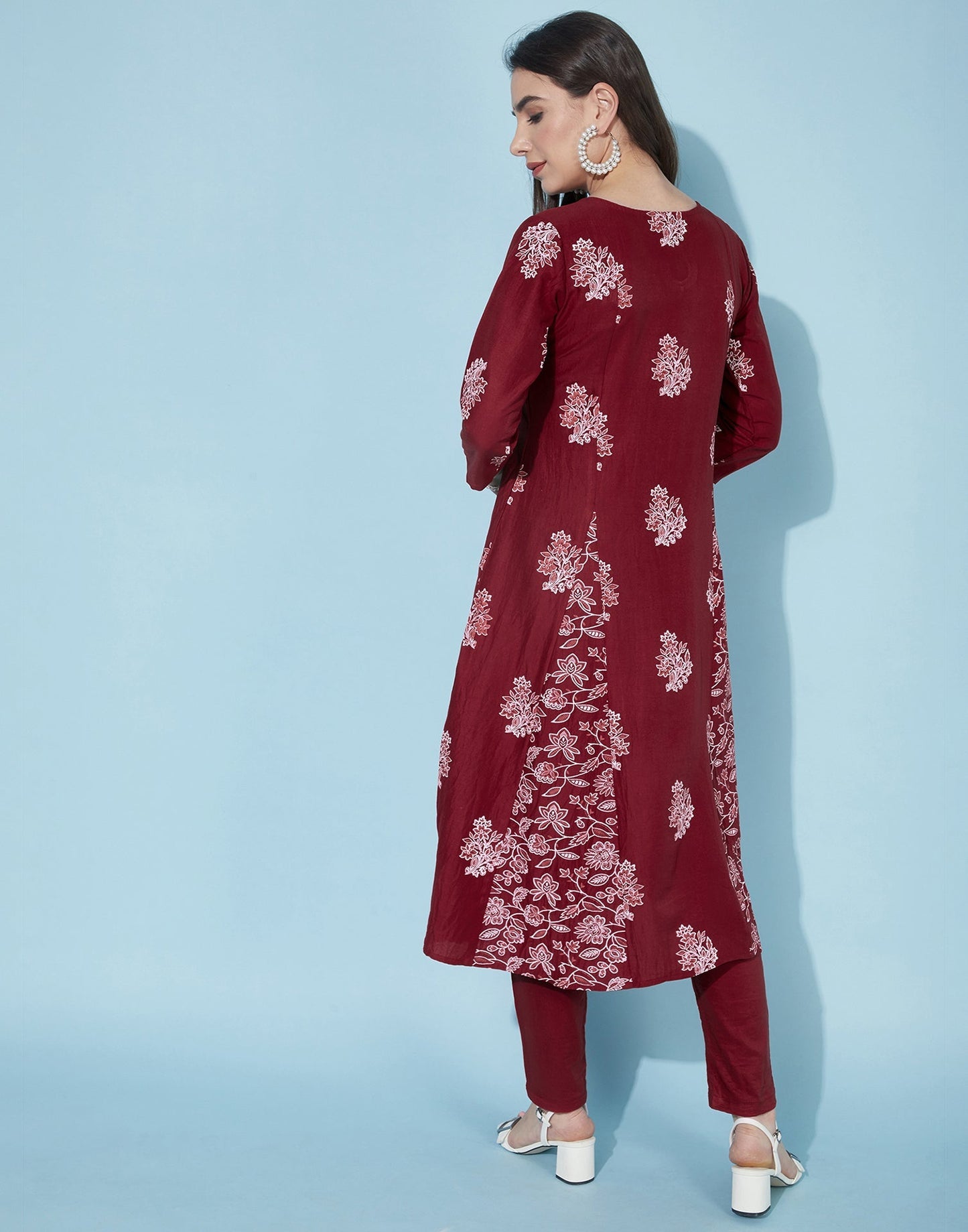 Maroon Bachha Kali kurta With Pant Set | Leemboodi