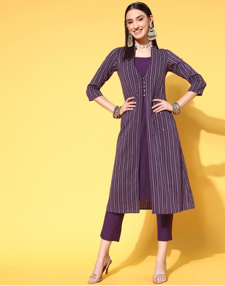 Purple Kurti With Pant Set | Leemboodi