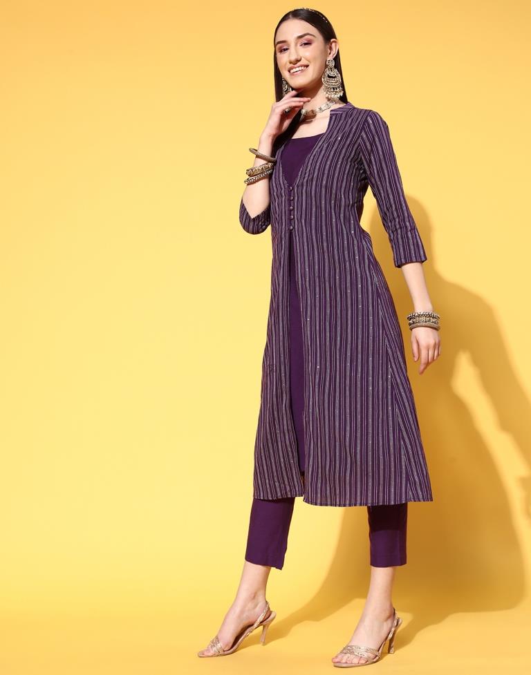 Purple Kurti With Pant Set | Leemboodi