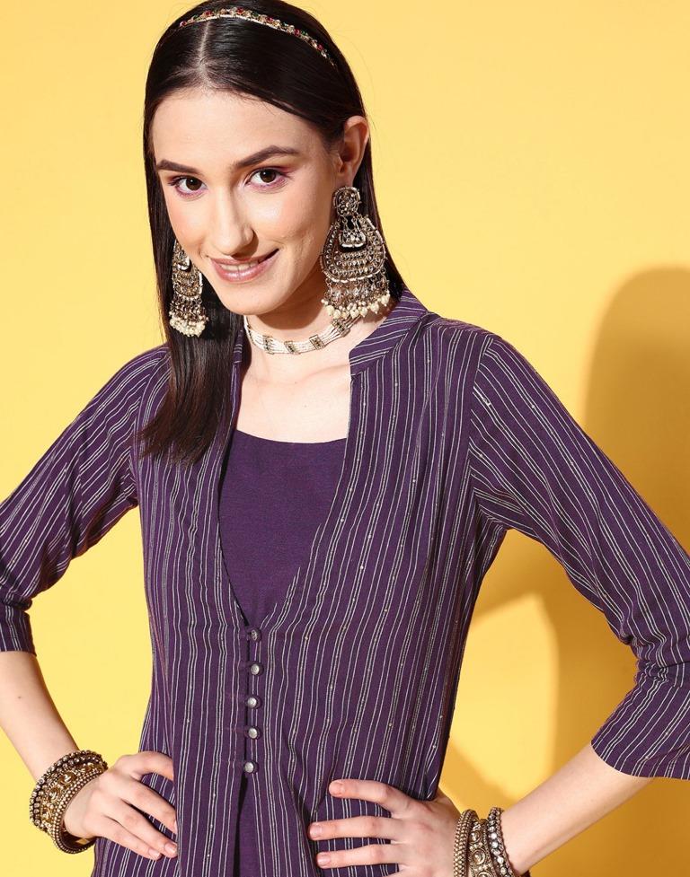 Purple Kurti With Pant Set | Leemboodi