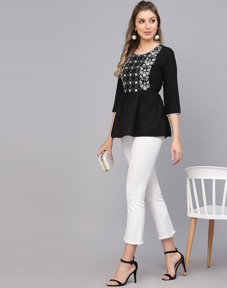 Black Embroidery Top | Sudathi