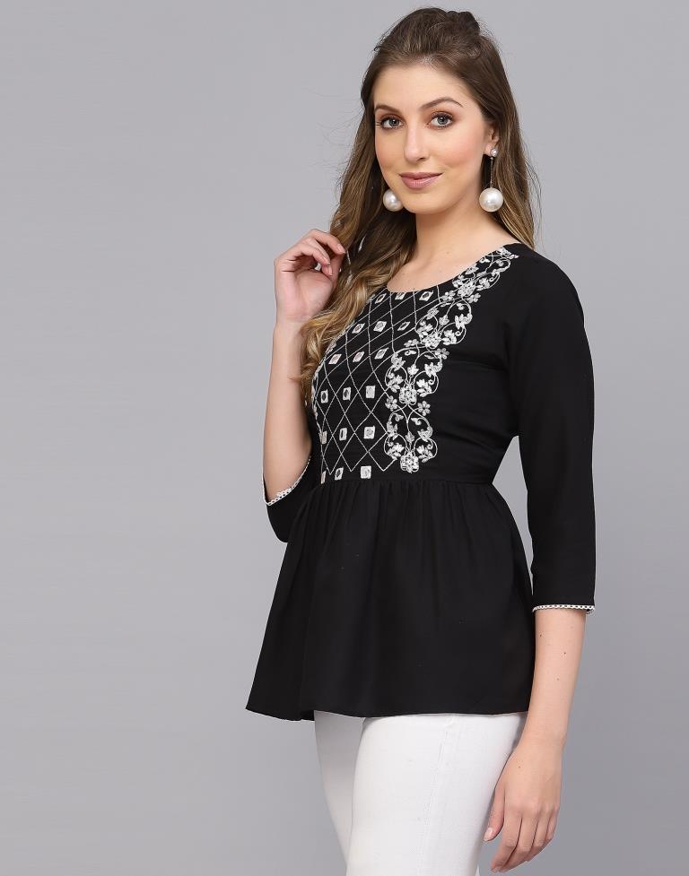 Black Embroidery Top | Sudathi