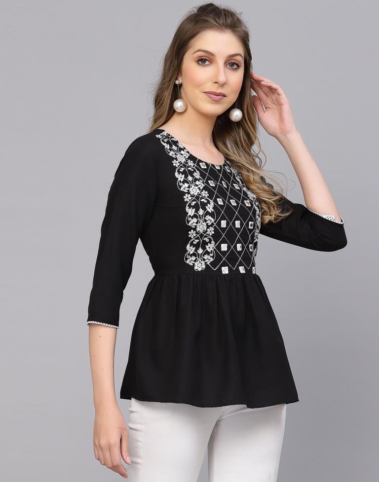 Black Embroidery Top | Sudathi