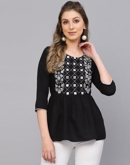 Black Embroidery Top | Sudathi