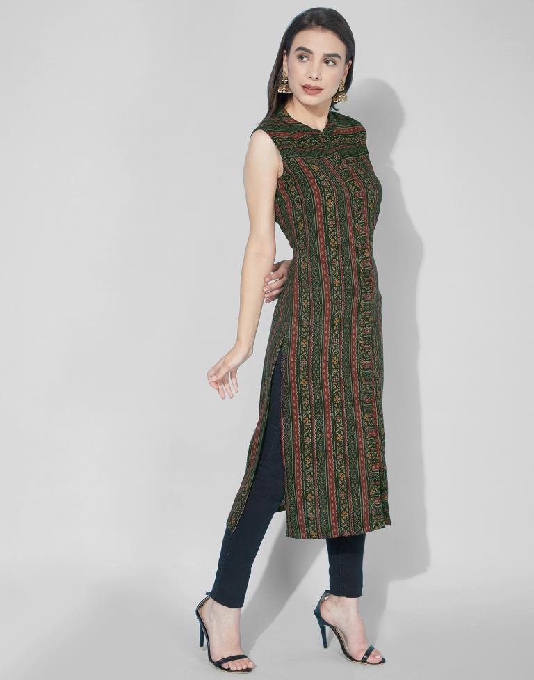 Green Printed Kurti | Leemboodi