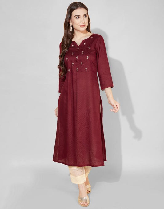 Maroon Embroidered Kurti | Sudathi