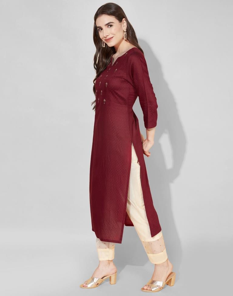 Maroon Embroidered Kurti | Sudathi