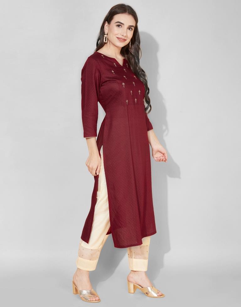 Maroon Embroidered Kurti | Sudathi