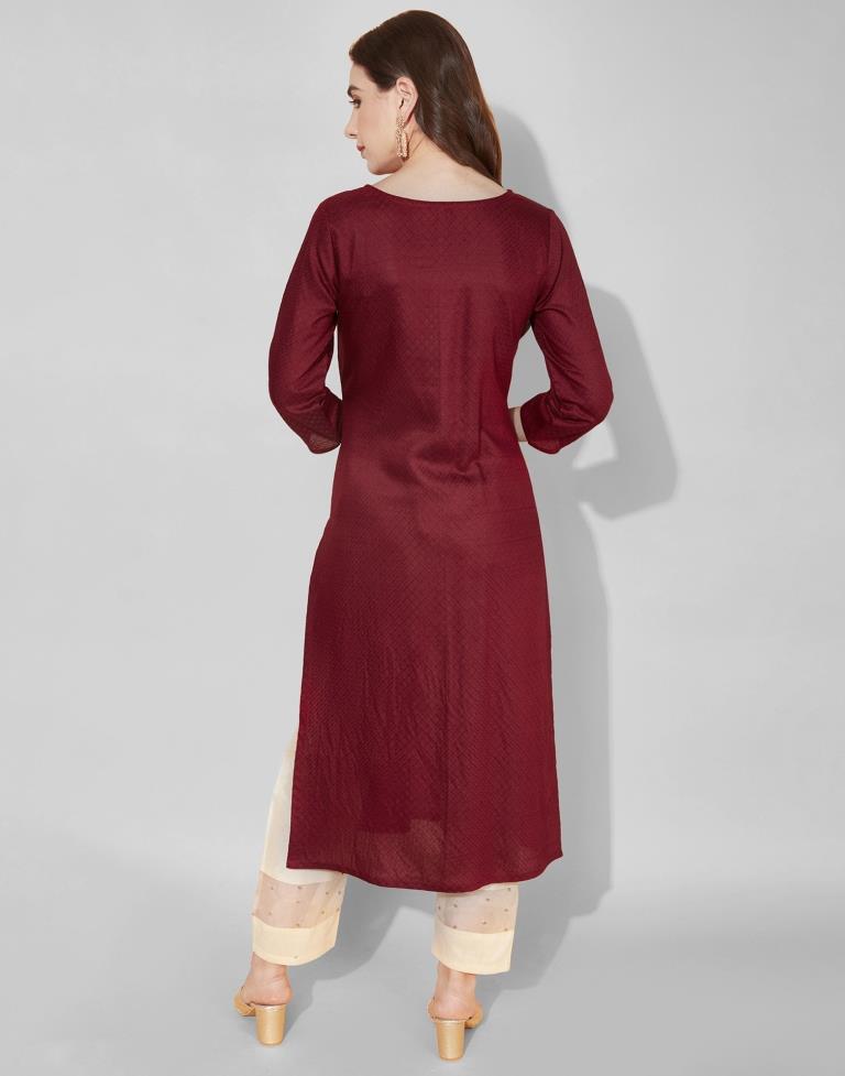 Maroon Embroidered Kurti | Sudathi
