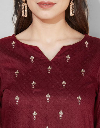 Maroon Embroidered Kurti | Sudathi