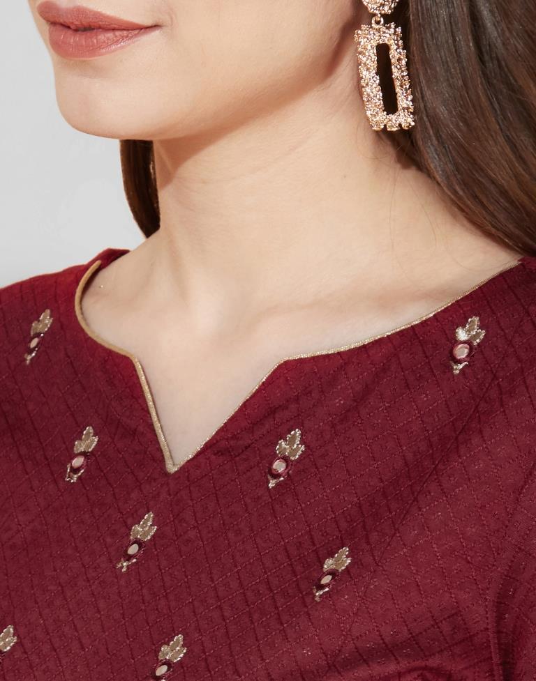 Maroon Embroidered Kurti | Sudathi
