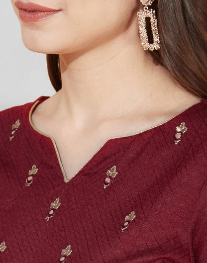 Maroon Embroidered Kurti | Sudathi