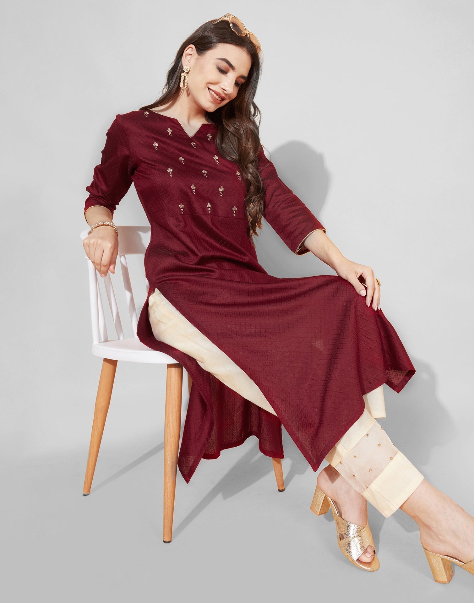Maroon Embroidered Kurti | Sudathi
