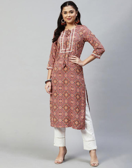 Maroon Printed Kurti | Sudathi