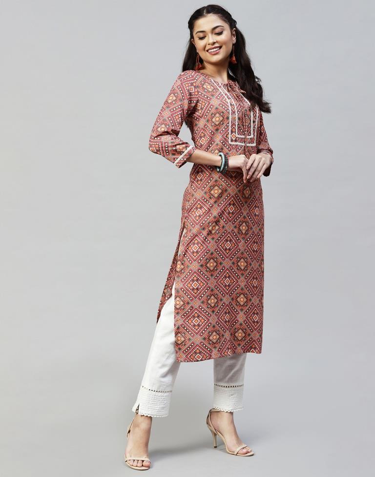 Maroon Printed Kurti | Sudathi
