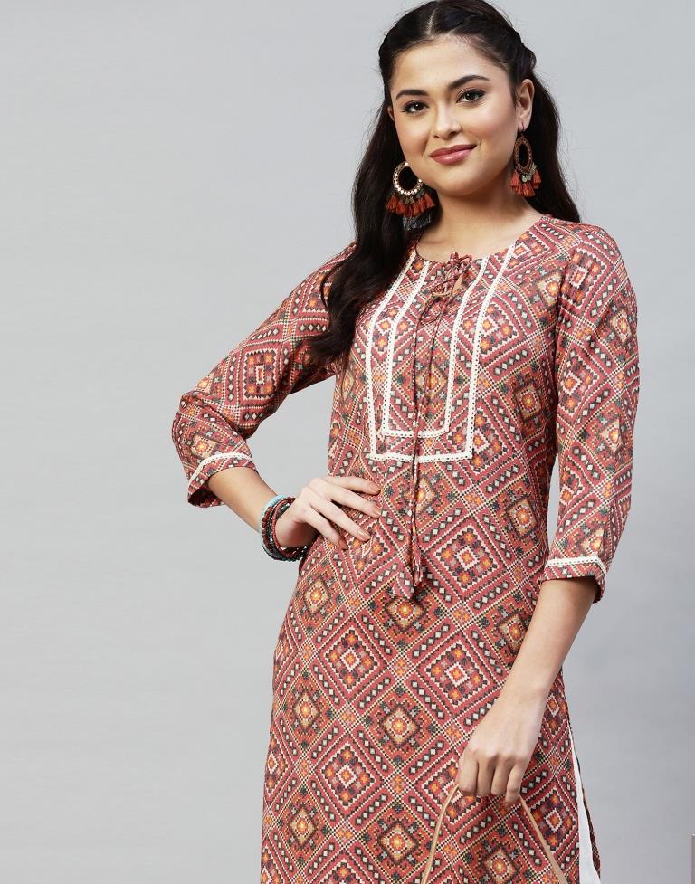 Maroon Printed Kurti | Sudathi