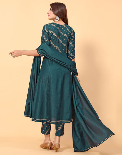 Teal Kurti With Pant And Dupatta