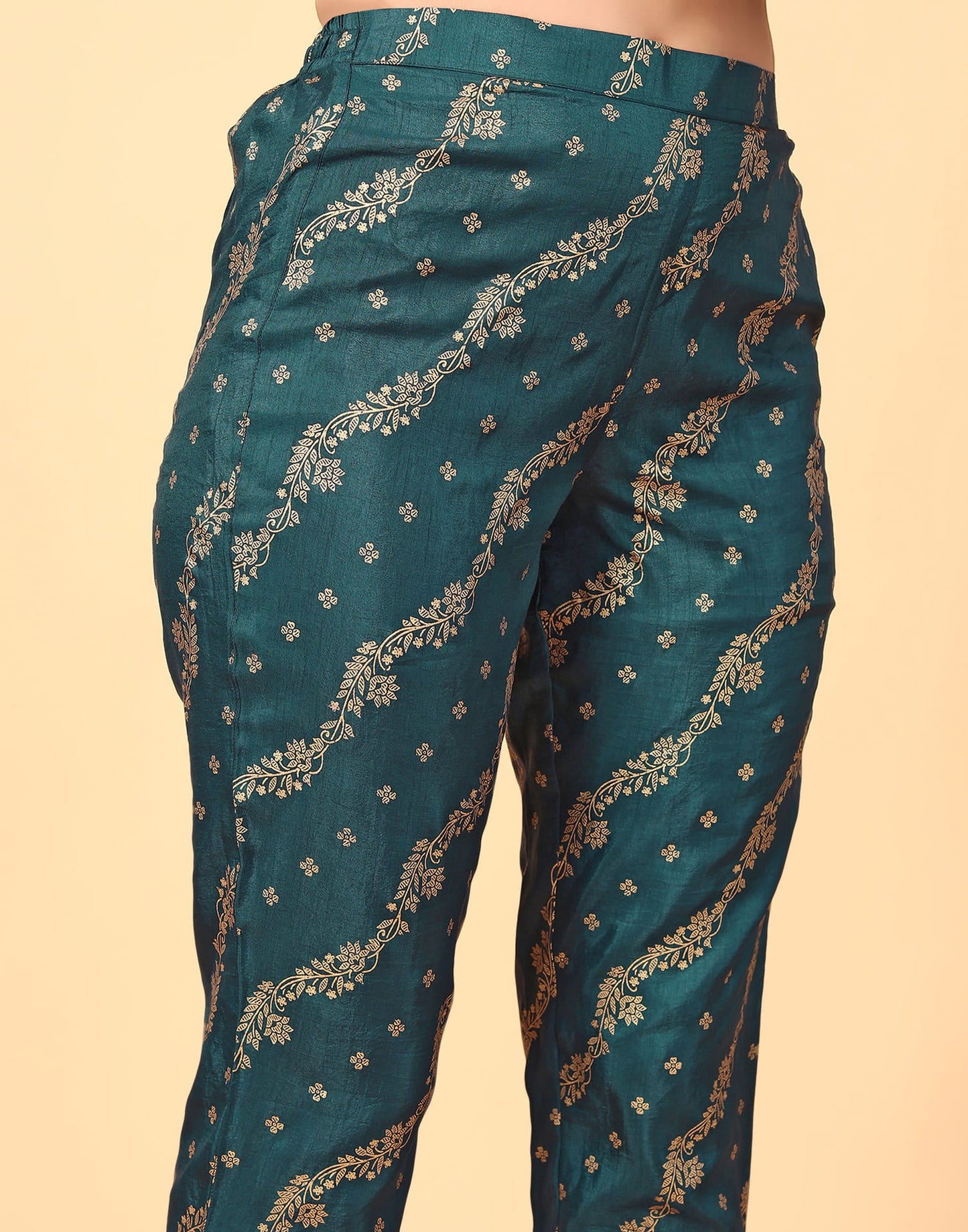 Teal Kurti With Pant And Dupatta