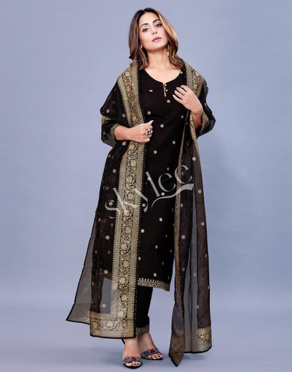 Black Kurti With Pant And Dupatta | Leemboodi