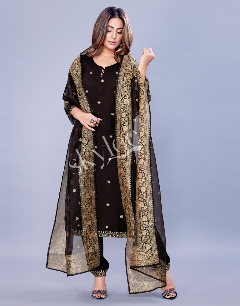 Black Kurti With Pant And Dupatta | Leemboodi